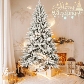 5 ft PE & PVC Flocked Artificial Christmas Tree with Snowy Branches for Holiday Décor