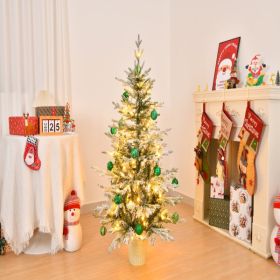 4 Ft Green Plush Artificial Christmas Tree with 120 Lights, PVC Material for Festive Indoor Holiday Decoration