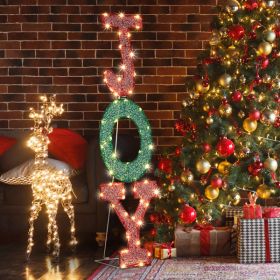 JOY Letter 2D Christmas Light Sign with Warm White LED Lighting