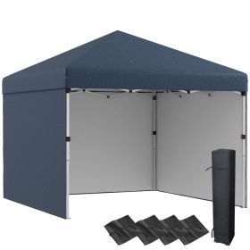 Outsunny 10×10 ft Pop-Up Canopy Tent with 3 Sidewalls, Leg Weight Bags, and Carry Bag, Adjustable Height for Outdoor Events