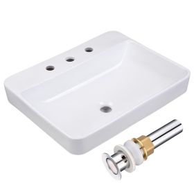 Porcelain Vessel Sink for Bathroom Vanity, Smooth Glazed Above-Counter Wash Basin