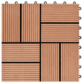 vidaXL 11-Piece WPC Decking Tiles Set, Teak Colour, 30×30 cm, 1 sqm Coverage