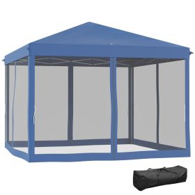 Outsunny 10×10 ft Pop-Up Canopy Tent with Netting, Instant EZ-Up Screen House Gazebo for Outdoor Camping, Backyard, or Events