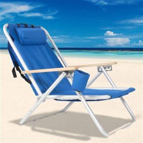 Single Blue Beach Chair for Outdoor Relaxing, Camping, or Seaside Use