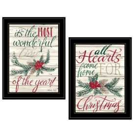 “All Hearts Come Home for Christmas” 2-Piece Vignette by Cindy Jacobs, Ready-to-Hang Framed Wall Art