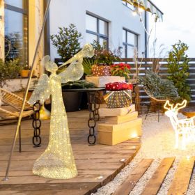 4 Ft Angel Decoration with 130 Warm White LEDs, Leather Wire Light Design, 30V 3.6W for Indoor or Outdoor Holiday Display