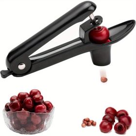 Stainless Steel Cherry Pitter with Handheld Push Design and Safety Lock, Space-Saving Tool for Cherry Jam Making