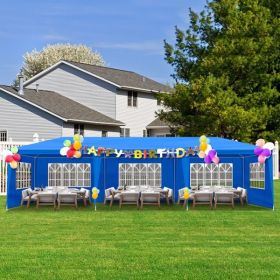 10×30 ft Blue Pergola with 8 Panels, Iron Frame and PE Cloth Cover for Outdoor Shade, Events, or Garden Use