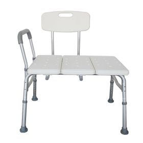 Aluminum Alloy Shower Transfer Bench with Wide Seat and Padded Handles, Bathroom Safety Bath Chair (White)