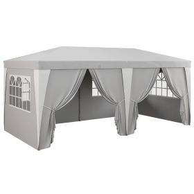 Outsunny 19×10 ft Pop-Up Canopy Tent with 6 Removable Sidewalls and 4 Windows, Large EZ-Up Outdoor Shelter for Events