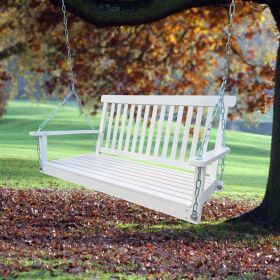 Wood Front Porch Swing Bench with Armrests and Hanging Chains for Outdoor Patio