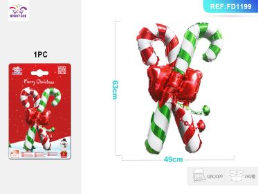 Christmas Bow Candy Cane Aluminum Foil Balloon for Holiday Decoration