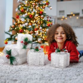 White Lighted Christmas Gift Box Decoration for Holiday Display