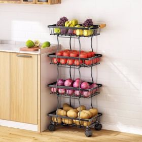 4-Tier Slim Fruit Basket Organizer for Kitchen, Space-Saving Vertical Produce Storage Rack