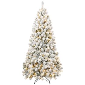 5 ft Pre-Lit Flocked Artificial Christmas Tree with 498 Memory Wire Tips and 200 Warm Incandescent Lights