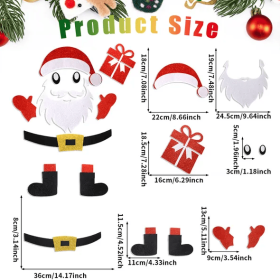 Christmas Door Stickers with Snowman and Santa Claus, Self-Adhesive Felt Decals for Door, Window, or Refrigerator Decoration