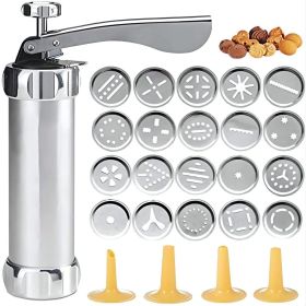 Cookie Press Gun Kit with 20 Cookie Dies and 4 Stainless Steel Nozzles, DIY Biscuit Maker for Baking and Christmas Cookie Decorating