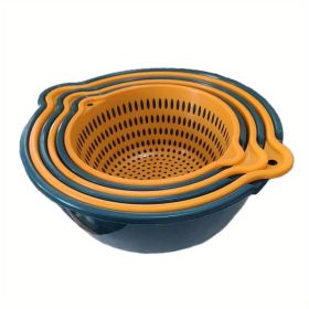 6-Piece Drain Basket Set, Stackable Double-Layer Plastic Colanders for Washing Fruits and Vegetables