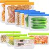 Reusable Food Storage Bags Set (10-Piece), BPA-Free Leakproof Flat Freezer Bags for Snacks, Sandwiches, Lunch and Marinating