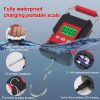Waterproof Hanging Digital Scale, Portable Rechargeable Hook Luggage Scale with LCD Display and Built-In 59-Inch Measuring Ruler