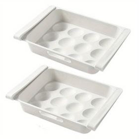 Refrigerator Freshness Storage Boxes Set (2), 12-Grid Egg Storage Containers with Drawer-Style Divided Food Organizer Design