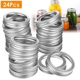 24-Piece Regular Mouth Canning Jar Metal Rings, Split-Type Replacement Jar Bands for Mason Jars