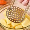 Stainless Steel Potato Masher with Red Handle, Manual Fruit and Vegetable Masher for Kitchen Use