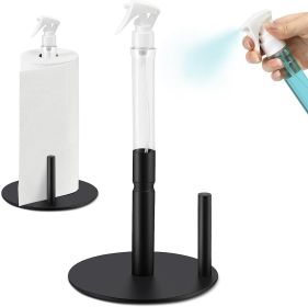 Paper Towel Holder with Spray Bottle, Countertop Paper Towel Stand for Kitchen Cleaning
