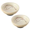 2 Pcs 2 oz Chinese Crude Pottery Kungfu Teacup Handcraft Ceramic Wine Cup Japanese Tea Cup, Fish