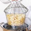 Stainless Steel Folding Strainer Spoon, Mesh Skimmer Frying Tool for French Fries, Chicken, and Deep Frying