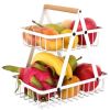 2-Tier Countertop Fruit Basket, Metal Fruit and Vegetable Bowl Organizer for Kitchen Storage (02)