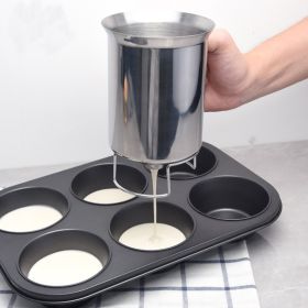 Handheld Stainless Steel Batter Separator Funnel with Stirrer for Cupcakes, Pancakes, and Baking Prep