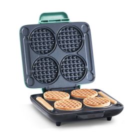 Multi Mini Waffle Maker with Four 4-Inch Waffles, Dual Nonstick Plates for Quick Release and Easy Cleaning