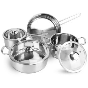 Stainless Steel Cookware Set, Fast Even Heat Induction Pots & Pans, Dishwasher Safe with Stockpot, Saucepan & Frying Pan