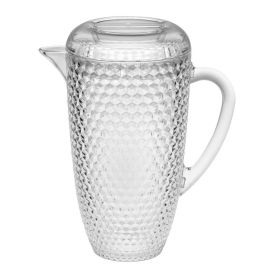 2.5-Quart Unbreakable Plastic Water Pitcher with Lid, Diamond Cut Juice Pitcher with Spout, BPA-Free Drinkware