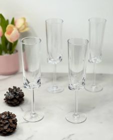 Oval Halo Plastic Champagne Flutes, Set of 4 (4 oz) Unbreakable Tritan Mimosa Glasses for Weddings and Celebrations