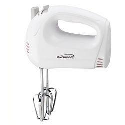 Brentwood 5-Speed Hand Mixer, White Electric Mixer for Baking, Whipping, and Everyday Kitchen Use