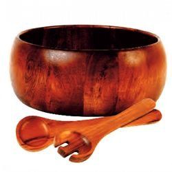 Gibson Home Laroda 3-Piece Salad Bowl Set, Brown Wood Serving Bowls for Everyday Dining and Entertaining