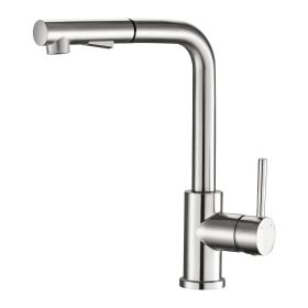 Stainless Steel Pull-Out Kitchen Faucet with Single Handle and Sprayer, Modern Sink Faucet for Home Kitchen