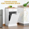 Kitchen Tilt-Out Trash Bin Cabinet, Freestanding Recycling Cabinet with Drawer and Trash Can Holder, White