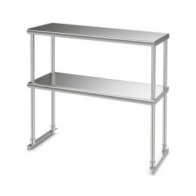 Stainless Steel Kitchen Overshelf with Adjustable Lower Shelf, Space-Saving Countertop Storage Rack