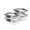 Brilliance Glass Food Storage Containers Set (4-Piece) with Secure Latching Lids
