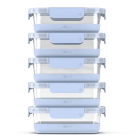 Glass Meal Prep Food Storage Containers Set (10-Piece), Blue