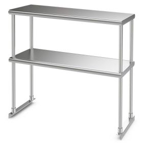 36 x 12 Inch Stainless Steel Kitchen Overshelf with Adjustable Lower Shelf for Countertop Storage