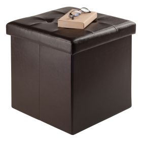 Ashford Storage Ottoman with Faux Leather Upholstery, Upholstered Footrest with Hidden Storage for Living Room