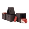 Capri Set of 4 Foldable Fabric Storage Baskets, Chocolate Brown, for Home Organization