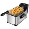 3.2-Quart Electric Stainless Steel Deep Fryer with Built-In Timer for Home Cooking