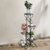 Indoor Outdoor 5-Tier Plant Shelf Stand, Black Square Shelving Unit for Displaying Plants and Flowers on Patio or Home