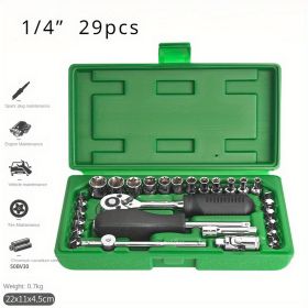 29-Piece Ratchet Socket and Combination Wrench Set, 10–24mm for Auto and Mechanical Repair