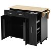 Kitchen Island with Drop Leaf, Kitchen Storage Cart with 3 Tier Pull Out Cabinet Organizer, Internal Storage Rack